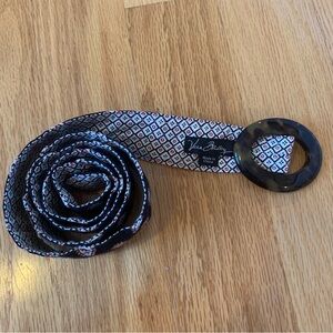 Vera Bradley women's reversible cloth belt black red off-white paisley diamond